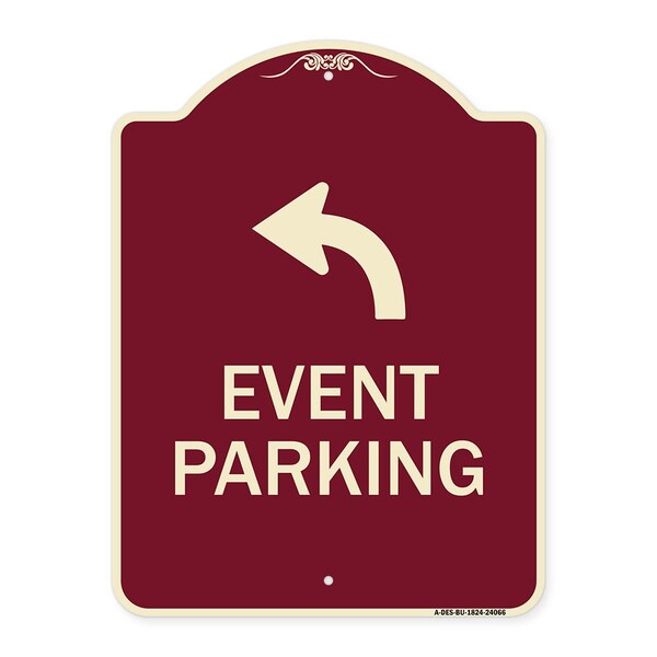 Event Parking W/ Upper Left Arrow Heavy-Gauge Aluminum Architectural Sign, 24" x 18", BU-1824-24066